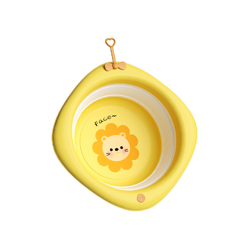 折叠盆小狮子洗脸盆塑料卡通洗脸洗屁屁洗脚折叠盆儿童脸盆