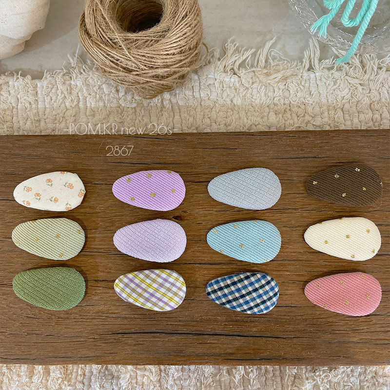 New Korean-style floral checkered fabric hair clips for children and babies, side forehead bangs clips, double-fitting bye-bye hair accessories