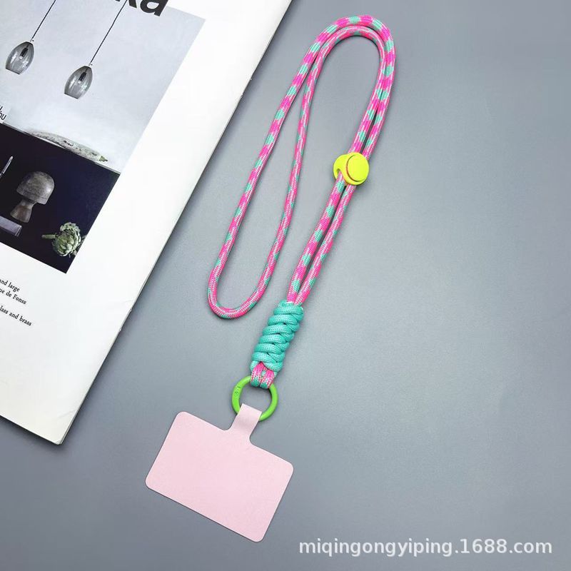 Color-blocked knotted phone lanyard, creative hand-woven neck lanyard, phone case keychain, detachable anti-loss lanyard details Picture