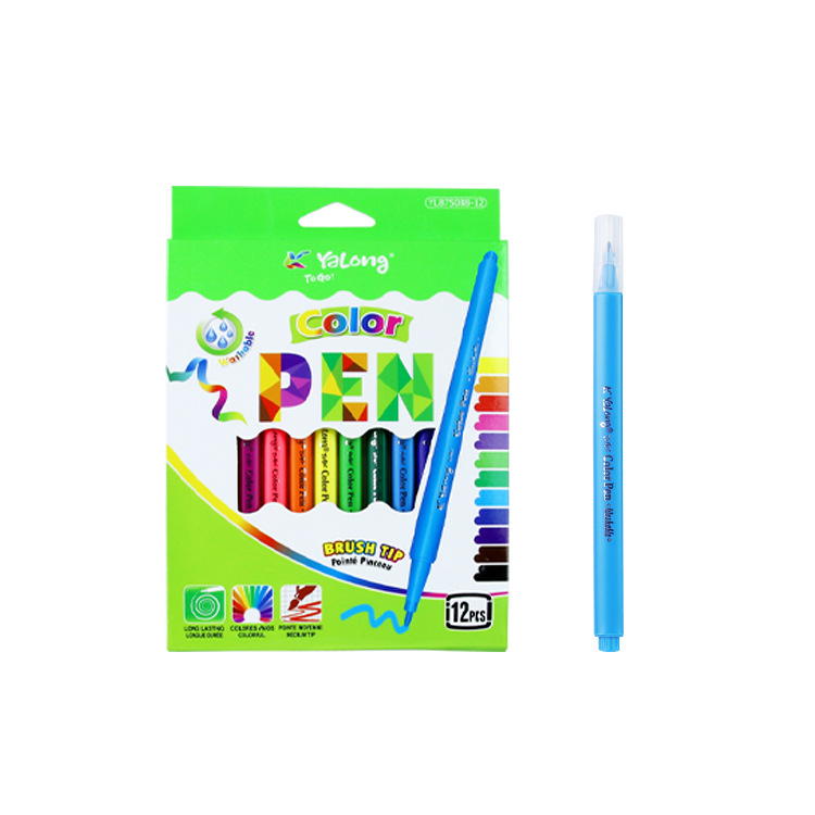Yalong Cross-border New Painting pens, watercolor pens, 12-color triangular rod painting pens, children's art set, school supplies