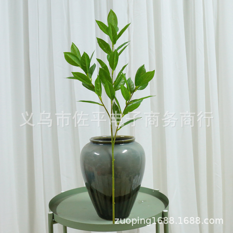 3叉柠檬叶发财树招财叶仿真树枝绿色叶子家居客厅插花装饰摆件细节图