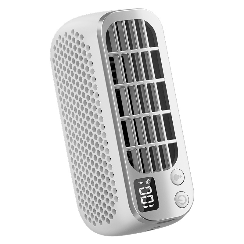 Handheld neck-hanging mini fan with long battery life, digital display, strong wind force, portable waist-hanging desktop, charging mini fan Item Picture