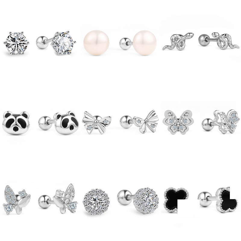 耳钉高级感轻奢小众s925纯银耳钉时尚简约螺丝耳骨钉养耳洞男女款