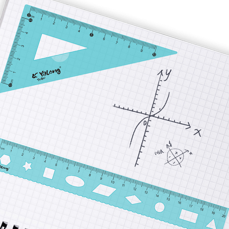 Yalong Cross-border Hardcover 20 cm Computer resin flexible Tape measure geometric set and Angle gauge set student school supplies Application Scenario