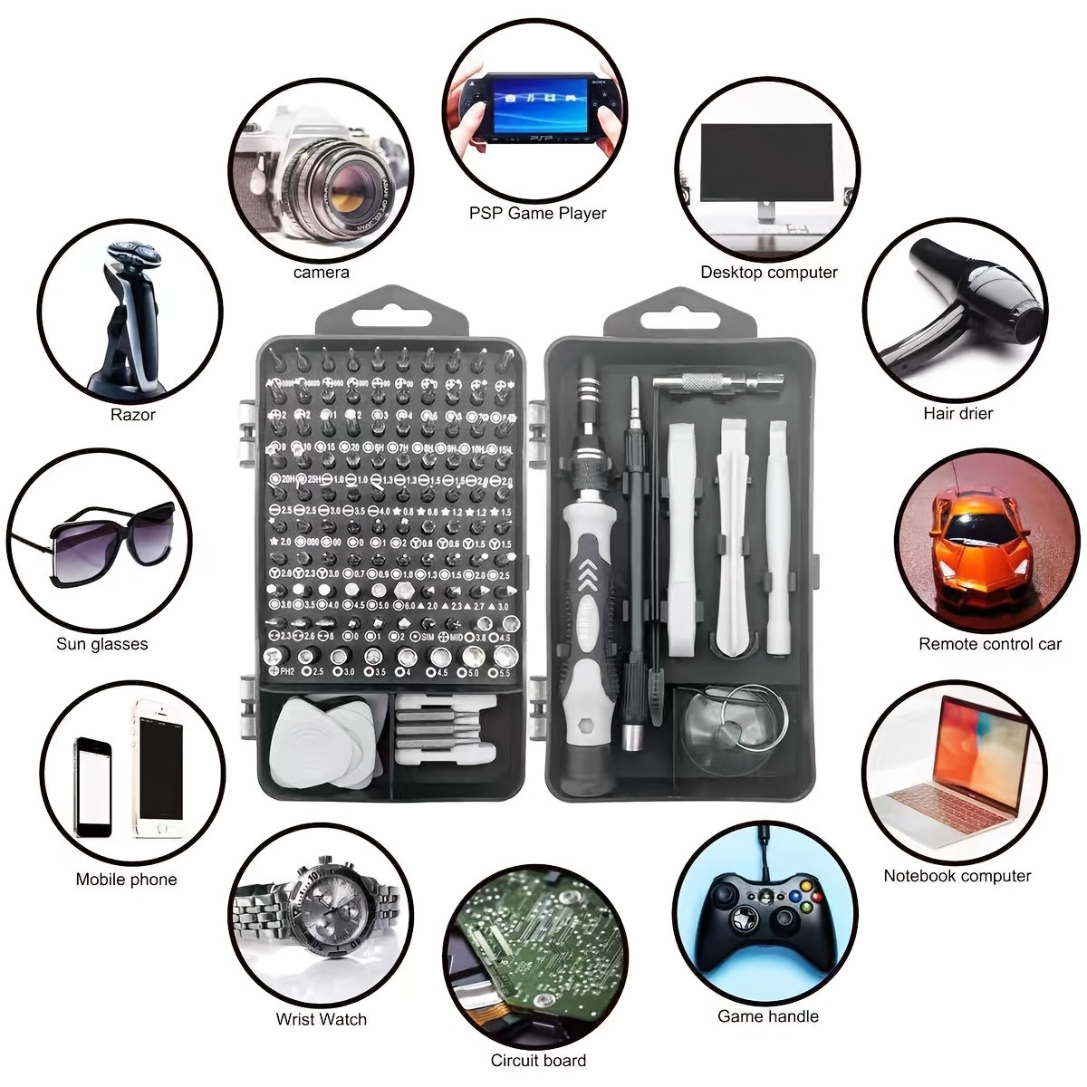 115-in-one screwdriver set, strong magnetic high-hardness plum blossom disassembly precision screwdriver tip repair tool details Picture