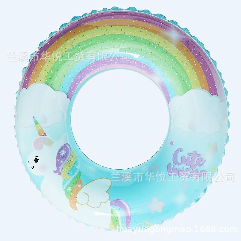 加厚成人加大游泳圈透明亮片把手儿童泳圈复古撞色腋下救生圈批发白底实物图