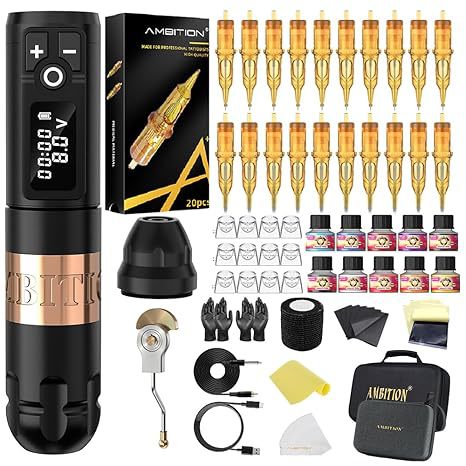 The shanilak Cross-border Rotating wireless Tattoo Pen complete set is suitable for beginners and professional artists details Picture