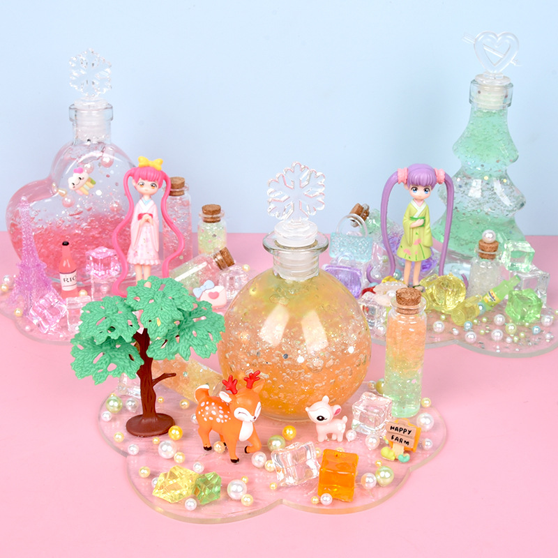 DIY creative wish bottle, transparent wooden stopper glass bottle, water baby with light, starry sky rainbow lucky drift bottle details Picture