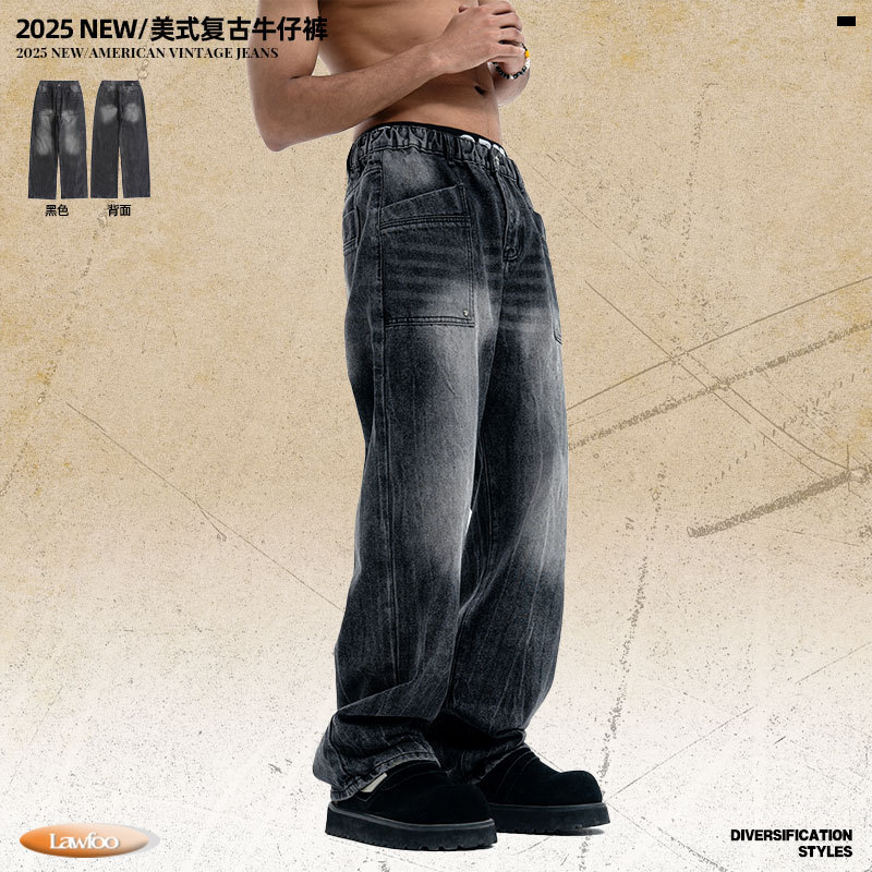 至芃知禧牛仔裤男/牛仔裤男/牛仔裤/牛仔裤男士宽松休闲/Jeans细节图