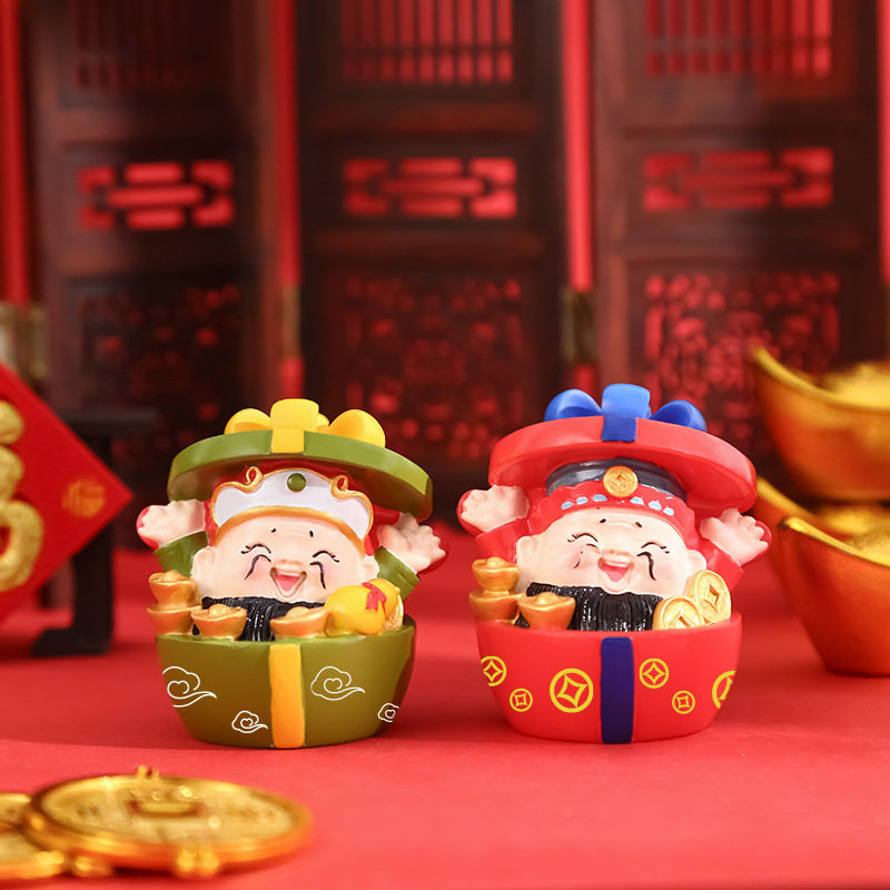 In the Spring Festival of the Year of the Dragon, five blessings arrive, bringing wealth and good luck. Creative car car ornaments, small desktop ornaments, resin handicrafts details Picture