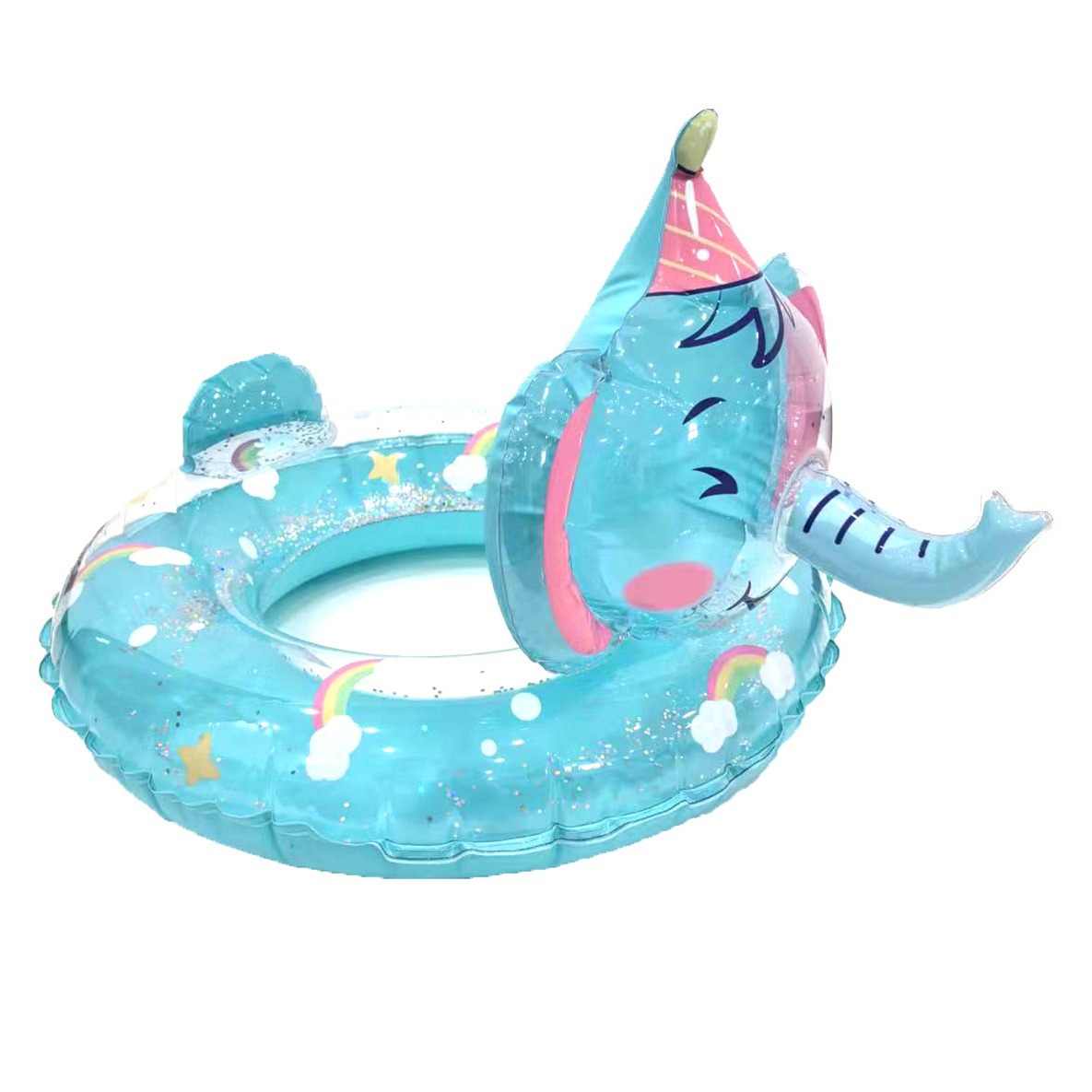 充气腋下圈立体卡通儿童座圈亮片透明印花游泳圈戏水小孩宝宝批发白底实物图