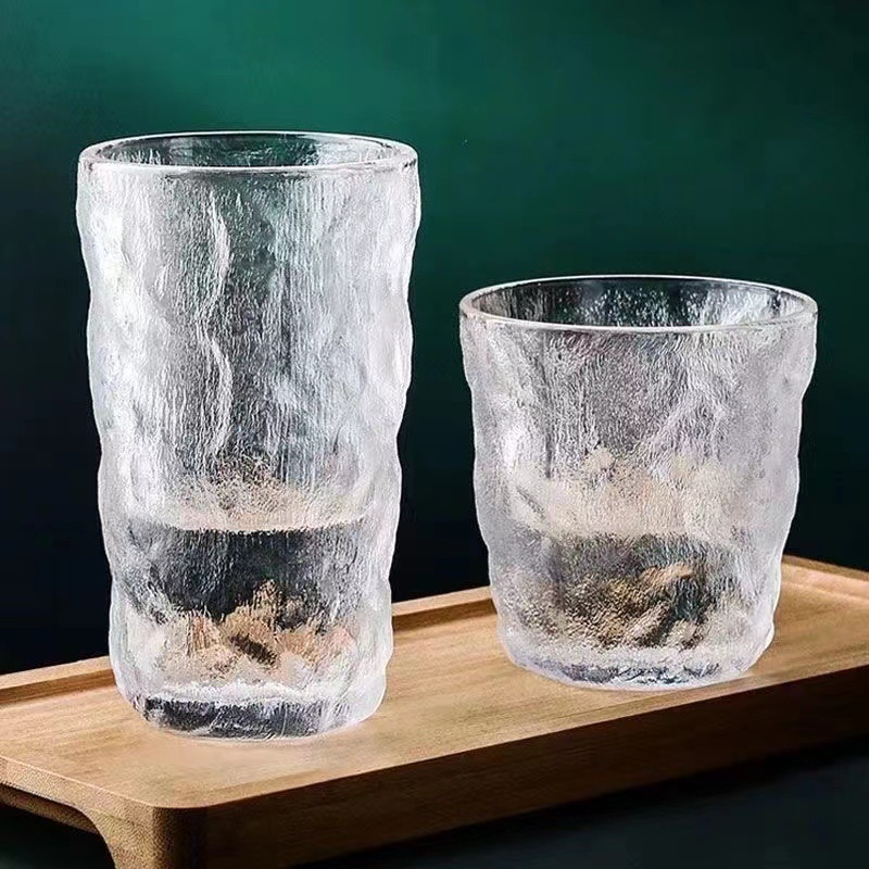 Glacial-patterned glass cups, water cups, beverages, women's summer home milk tea cups, men's ins style drinks
