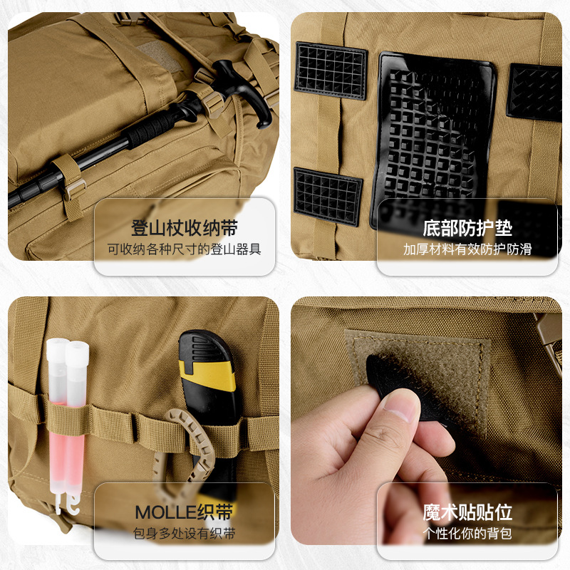 Yitu Cross-border's new 100L large-capacity outdoor hiking backpack, camouflage tactical backpack, and multi-functional hiking sports backpack details Picture