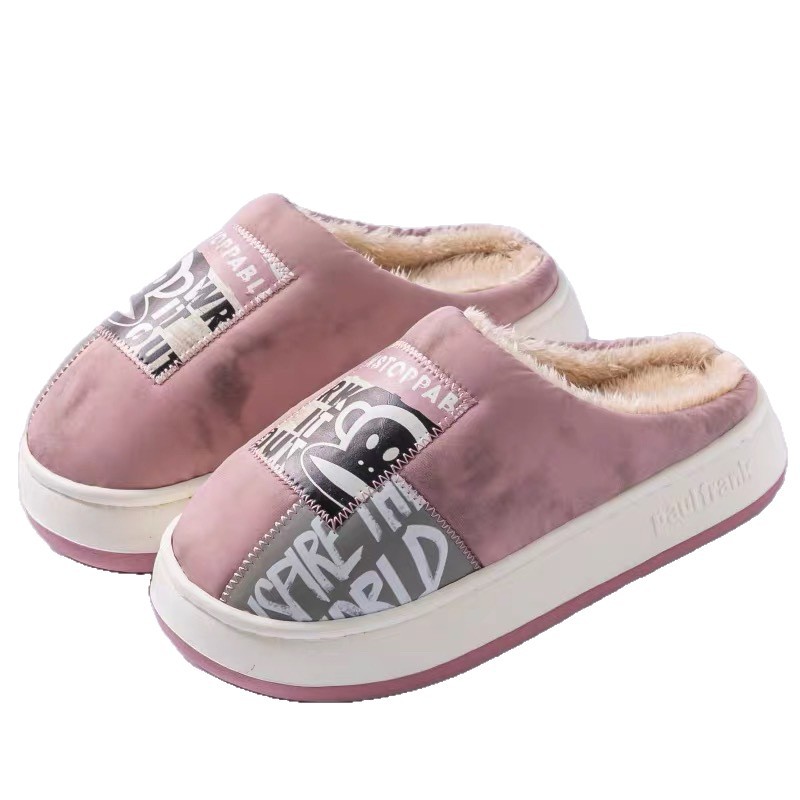 PaulFrank big-mouthed monkey Cotton Slippers for women's outdoor wear, indoor thick-soled cotton slippers, women's winter cotton slippers wholesale Item Picture