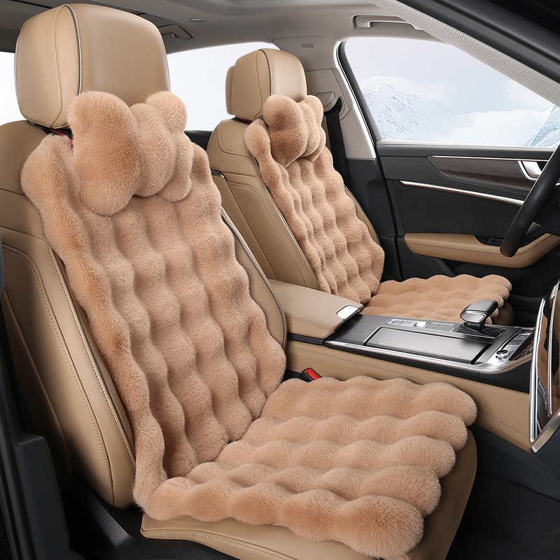 加厚汽车坐垫冬季坐垫棉垫保暖坐垫仿兔毛三件套坐垫泡泡波浪坐垫                              细节图