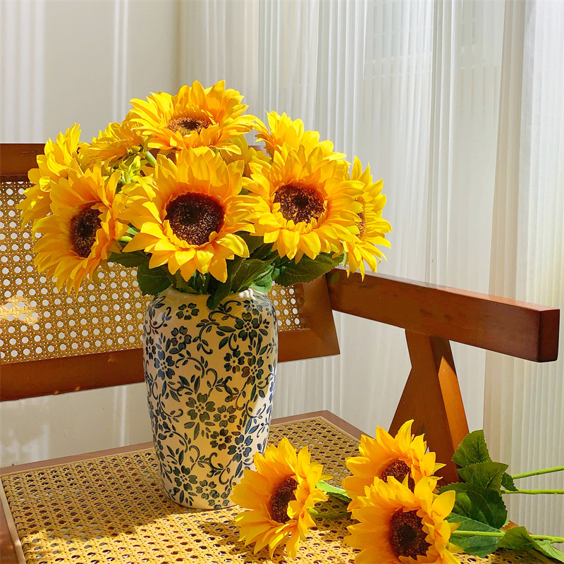 向日葵仿真花假花摆设客厅家居餐桌装饰摆件干花塑料花束插花花艺