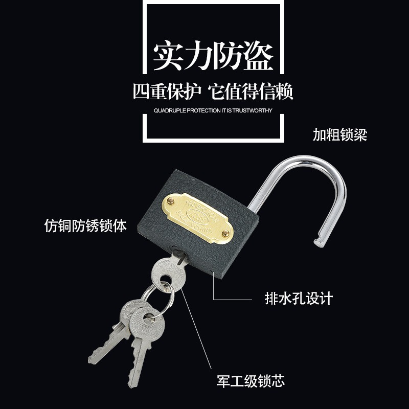Factory direct supply grey lock gate, grey iron padlock, 38 padlock, power meter box lock, durable Pujiang padlock wholesale details Picture