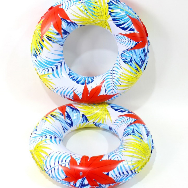 虹雨厂家直销爆款网红新款加厚大扶手枫叶丛林游泳圈细节图