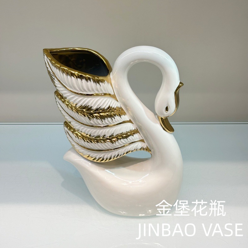 Simple and modern swan ceramic craft ornaments for home TV, wine cabinet, entrance, living room and foyer decoration details Picture