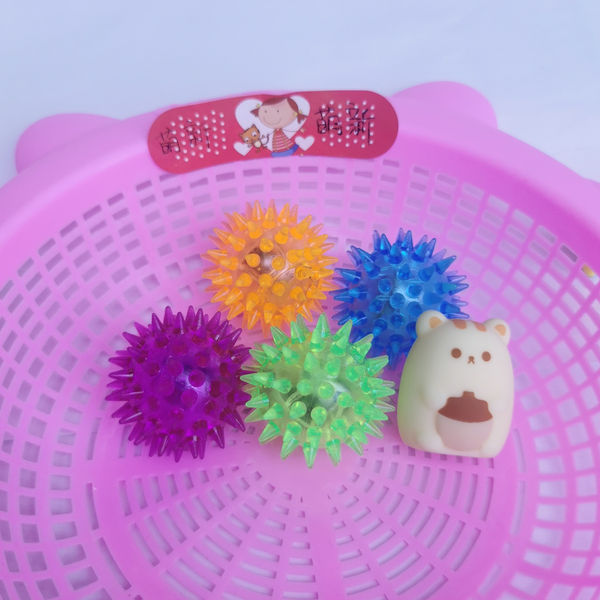 3.5cm闪光按摩球发光弹力球TPR扭蛋盲盒逗猫闪光刺球4.5厂家批发