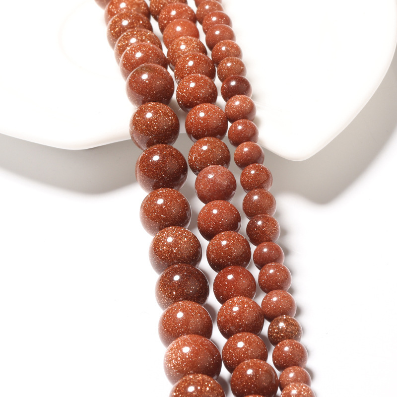 Wholesale of semi-finished products, natural gold sand stone loose beads, high-quality gold sand stone diy hand-strung beads, jewelry accessories, and Buddhist prayer beads details Picture