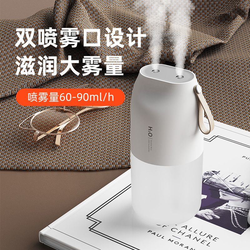 新款双喷雾无线加湿器手提家用桌面空气补水夜灯净化加湿器跨境产品图