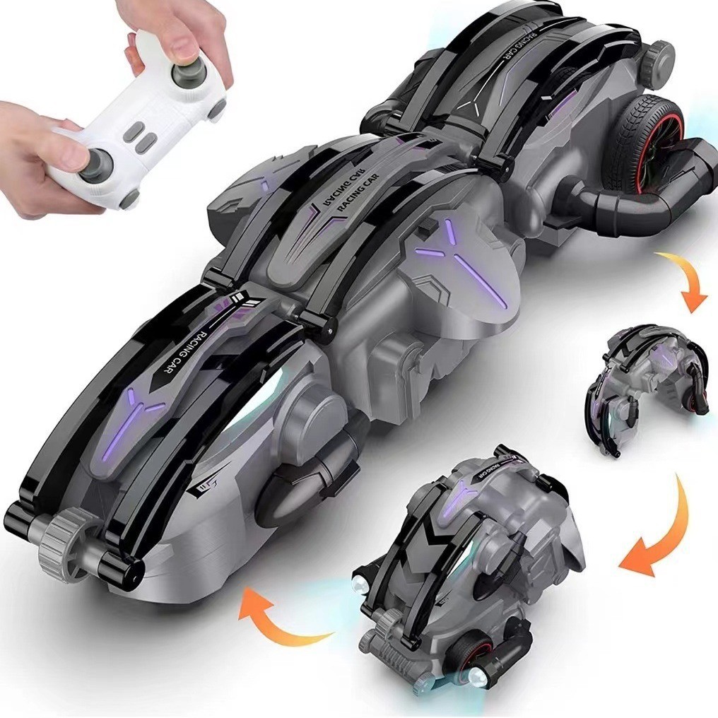 2.4G高速变形翻滚车六轮灯光控制锁轮男孩360度翻滚遥控车玩具白底实物图