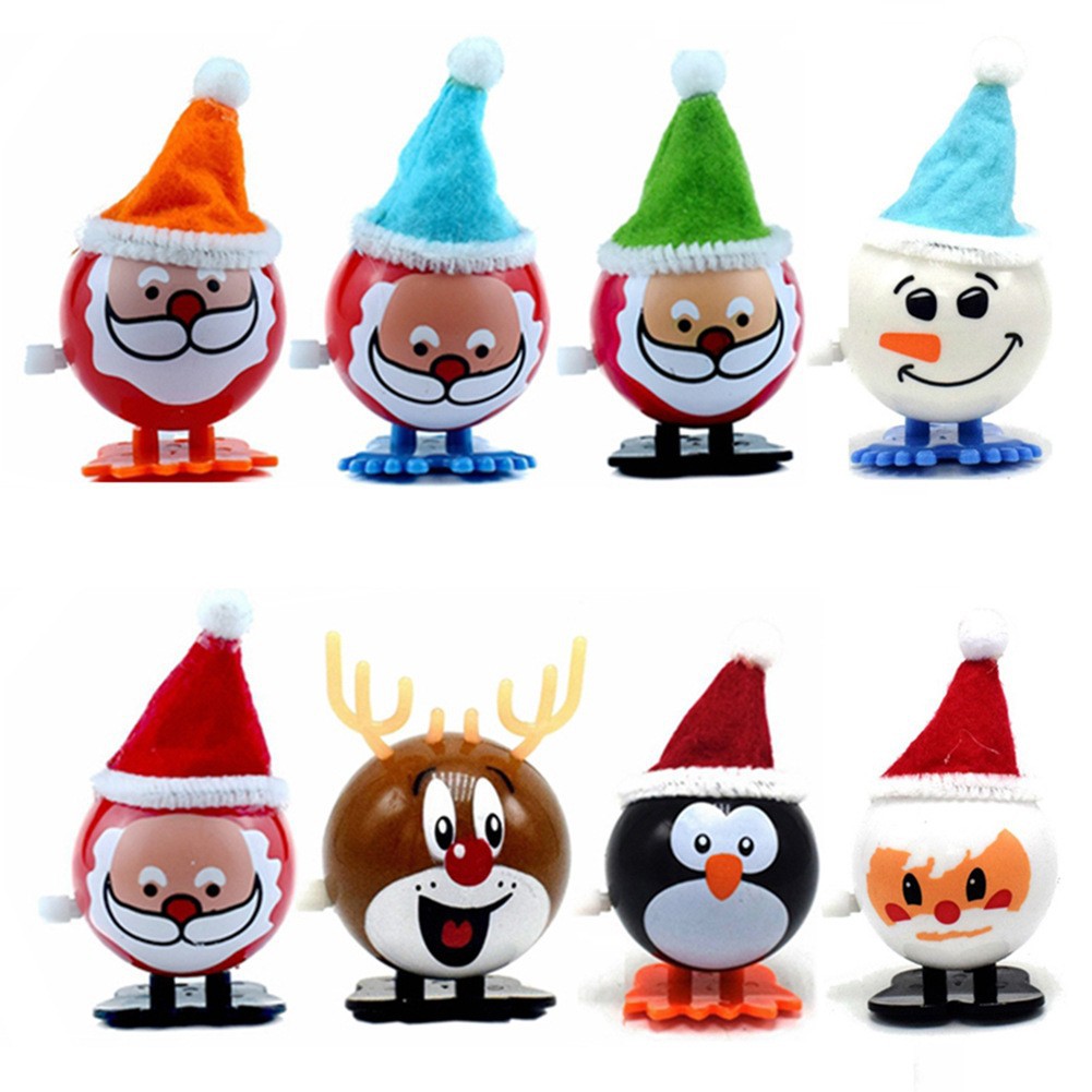 可爱上弦发条圣诞老人摇头走路雪人小玩具上链麋鹿圣诞节发条礼物白底实物图