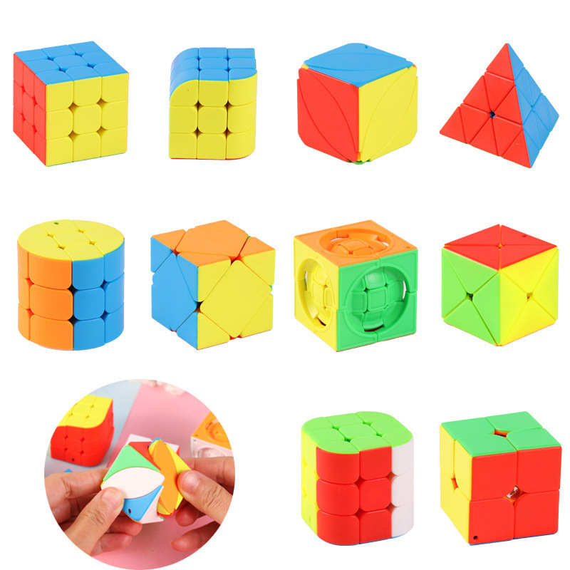 跨境创意异形实色魔方玩具顺滑益智趣味枫叶魔方钥匙扣礼品批发细节图