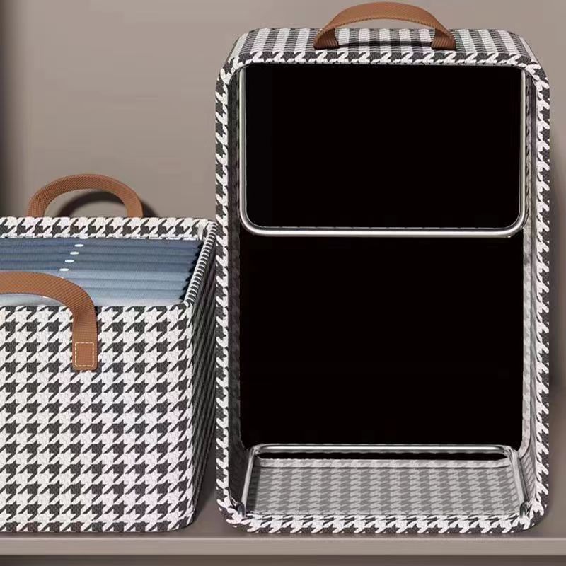 Thousand-bird grid fabric storage box, steel frame clothing and pants storage basket, drawer-type multi-functional storage box, dormitory clothes Specification image