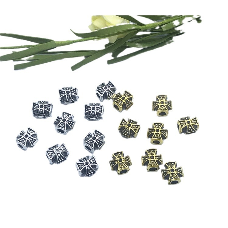 Retro Tibetan silver alloy perforated Crochet jewelry accessories, handcrafted DIY high-end bracelet and necklace spacers wholesale Item Picture