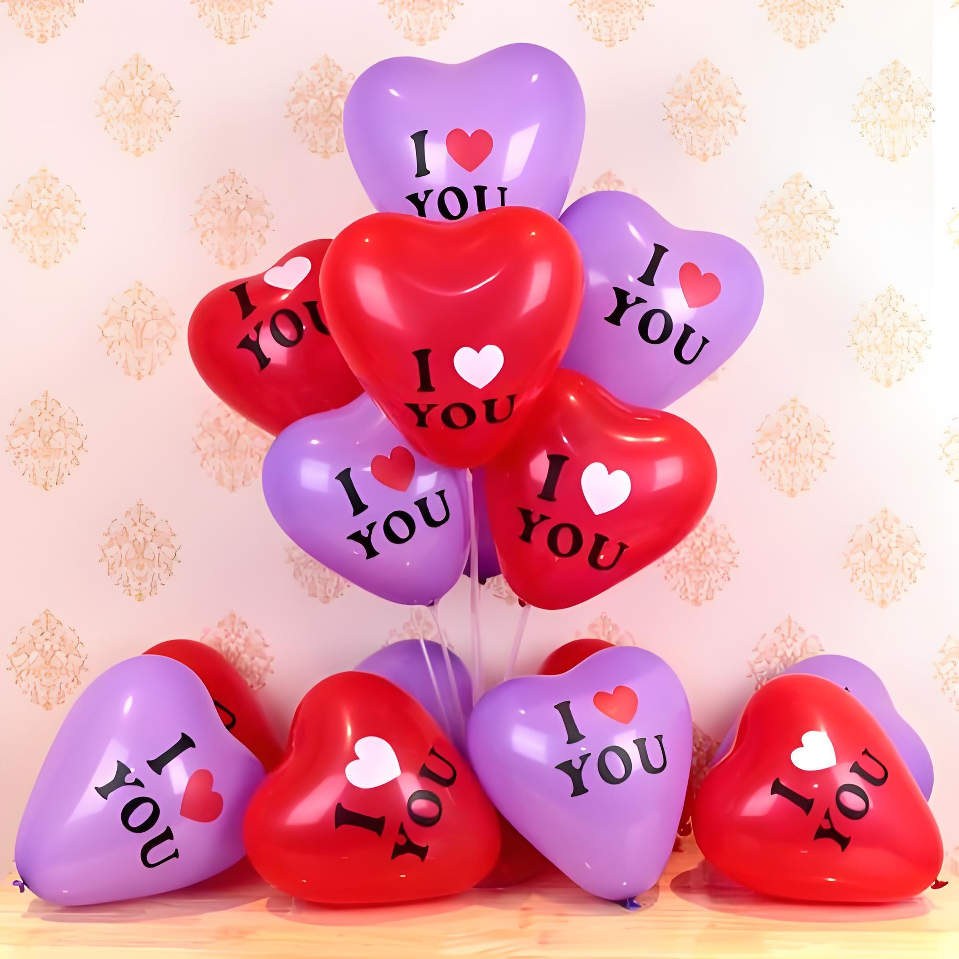 3克心形ILOVE印花气球，告白结婚生日布置