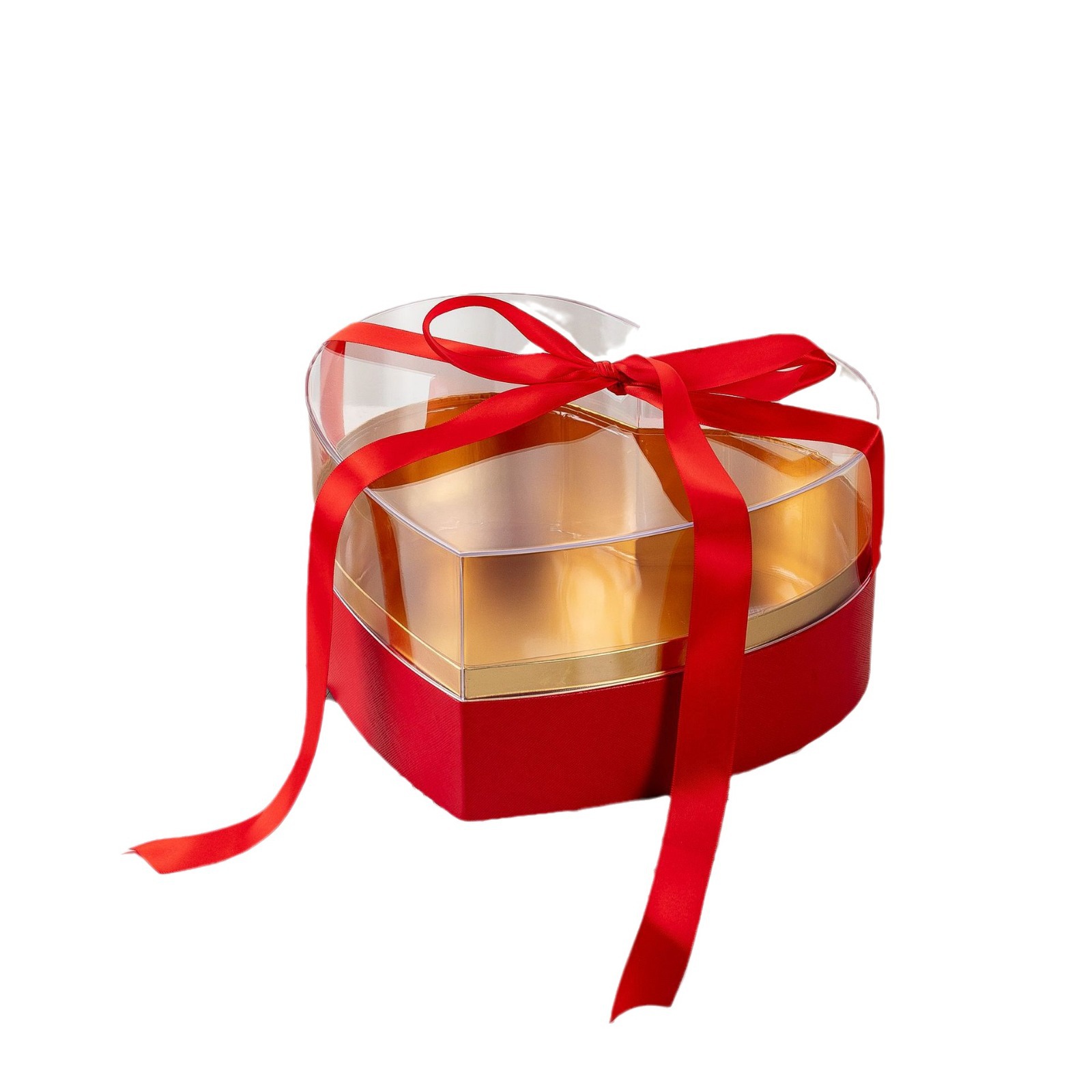 Transparent lid, golden lining, black ribbon, one-piece gift box, souvenir packaging paper Item Picture