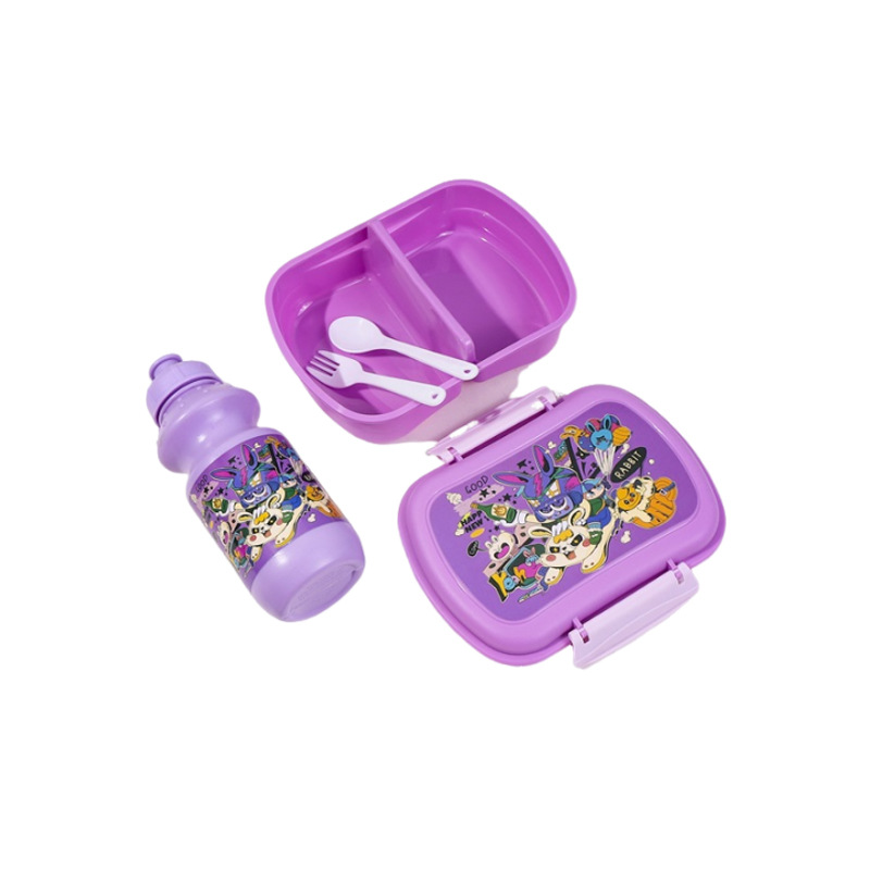 The manufacturer's new cute cartoon food storage box, lunch box, male and female student cafeteria and dormitory tableware, lunch box and water cup set Item Picture