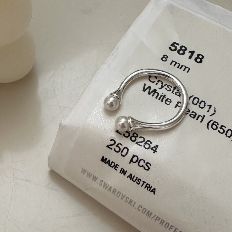 S925 sterling silver Korean version pearl ring with a niche design sense. Wholesale of the InstagS-style ring by a Korean blogger Item Picture