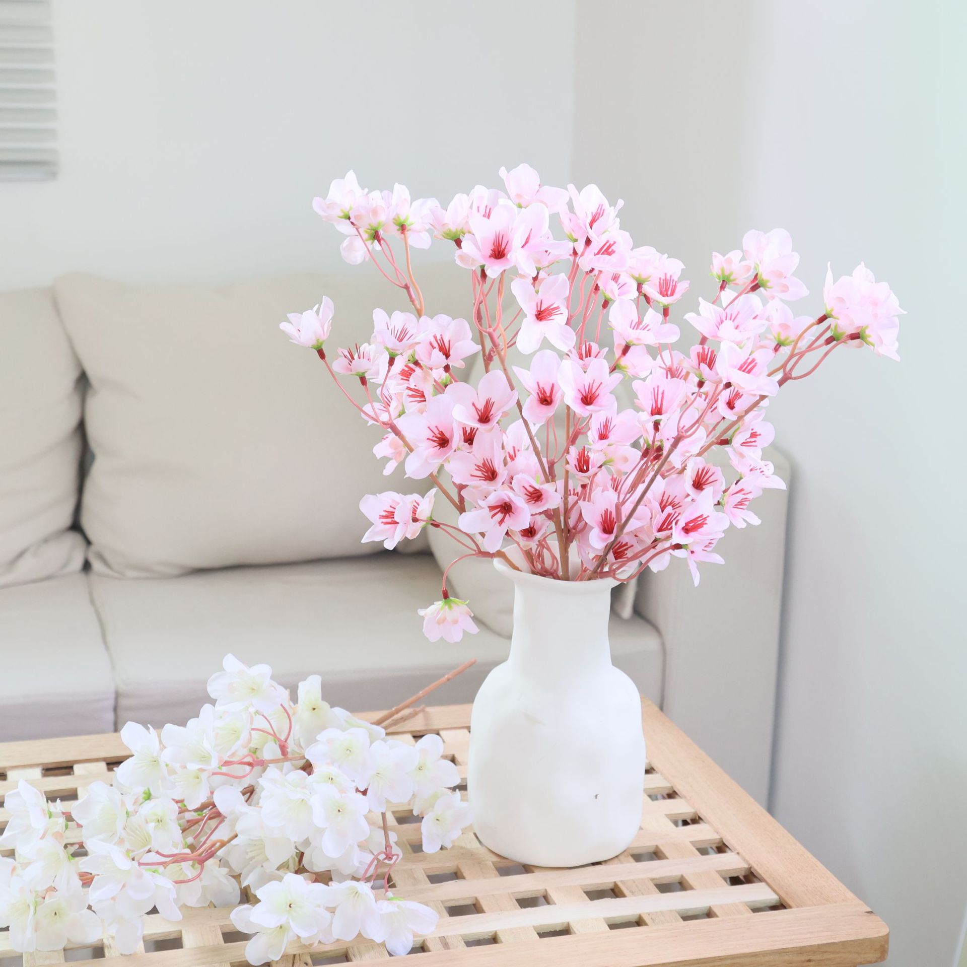 仿真桃花人造短枝樱花 婚庆装饰家居装饰假花无叶桃花厂家批发