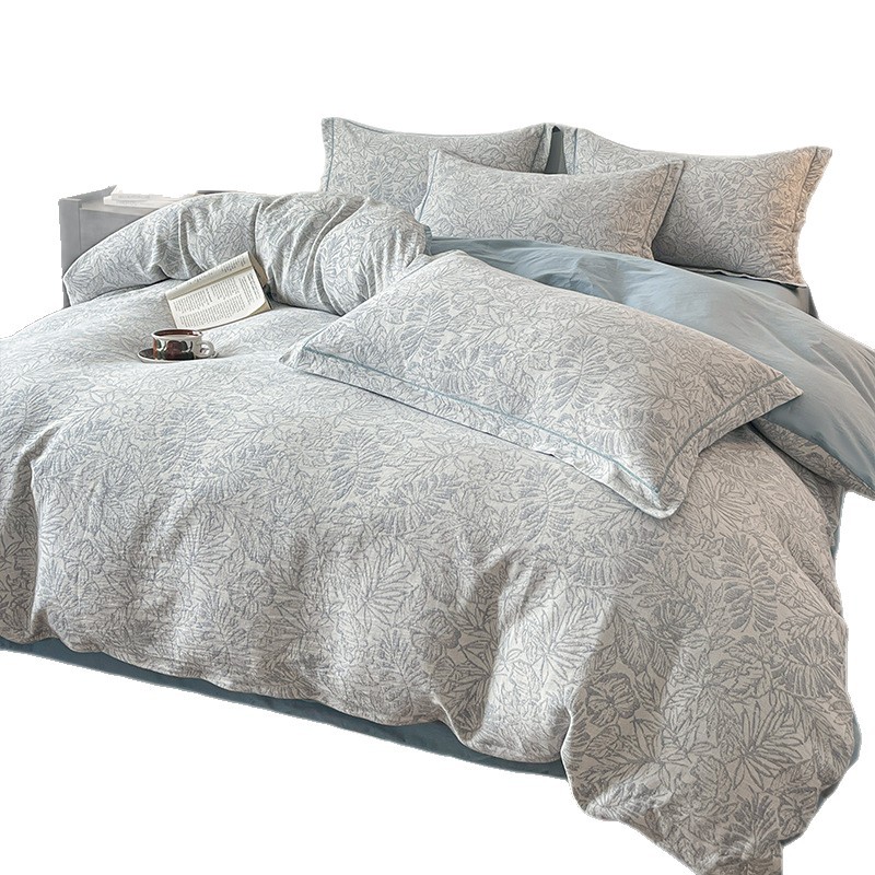 Categoría A cama ligera de lujo de lana gratinada conjunto de cuatro piezas de algodón premium sense doble gasa conjunto de sábanas conjunto de edredón conjunto de tres piezas Item Picture