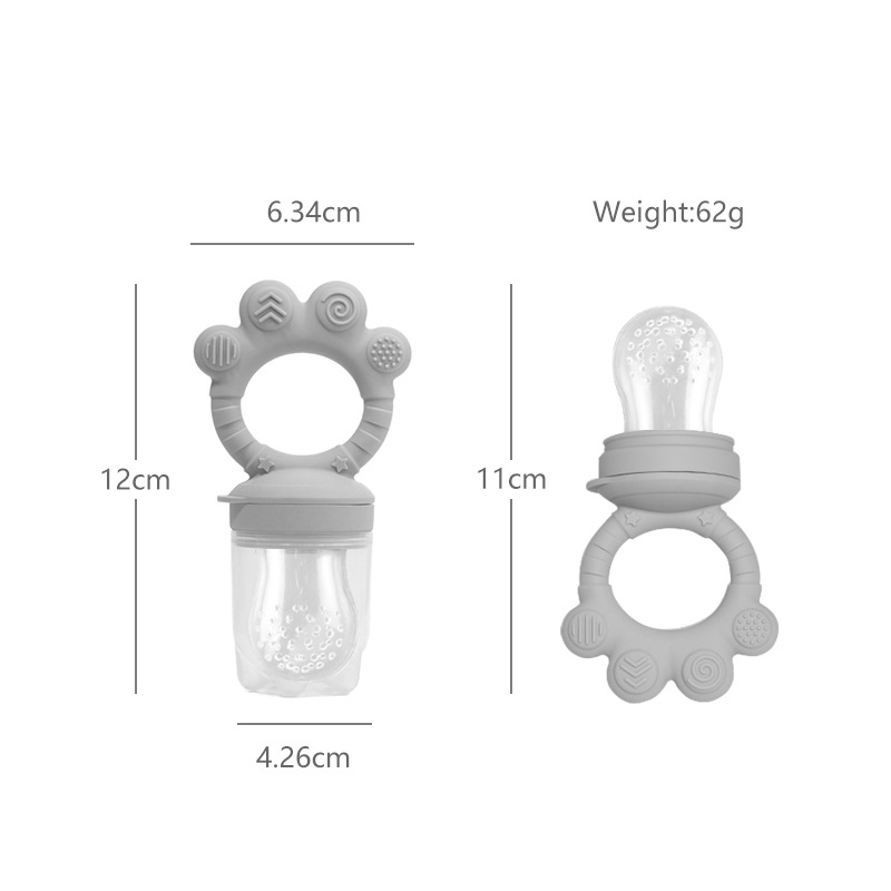 婴幼儿辅食喂养果蔬咬咬乐食品级硅胶宝宝防咬手婴儿水果辅食器白底实物图