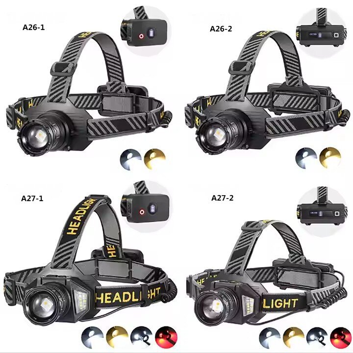 Cross-border blast laser blanco luz fuerte sensor faro recargable al aire libre pesca nocturna zoom multifuncional luz de emergencia de larga duración details Picture