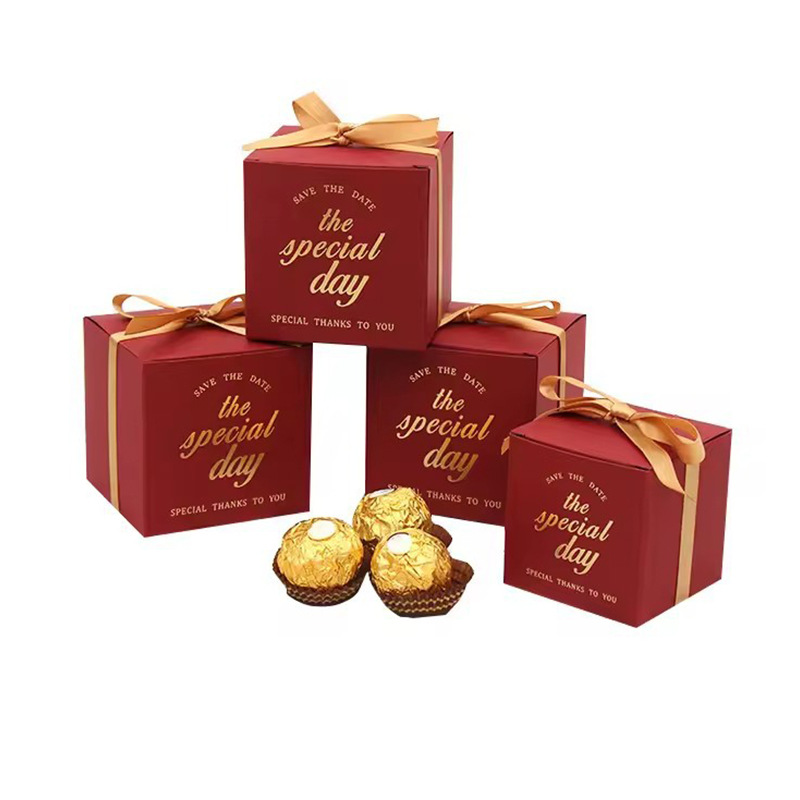 Wedding and engagement gifts: Chocolate wedding cookies, candy packaging, bow gift box, gilded style, bulk order Item Picture