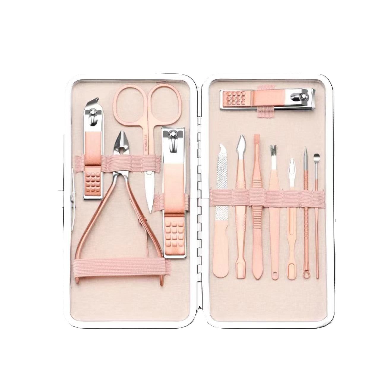 Rose gold nail clippers set, stainless steel nail clippers 18-piece set, nail clippers full set of beauty and manicure care Item Picture