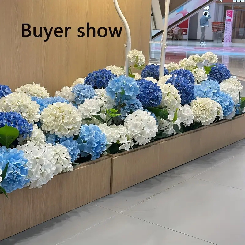 新款仿真绣球花3叶96片人造花婚庆家居装饰花艺摆设摄影道具假花产品图