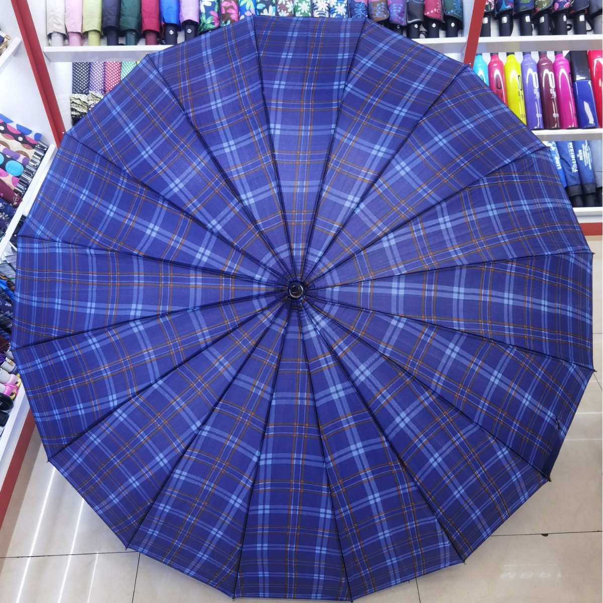 格子手动雨伞双人雨伞加厚加大折叠雨伞男女家用雨伞长柄伞