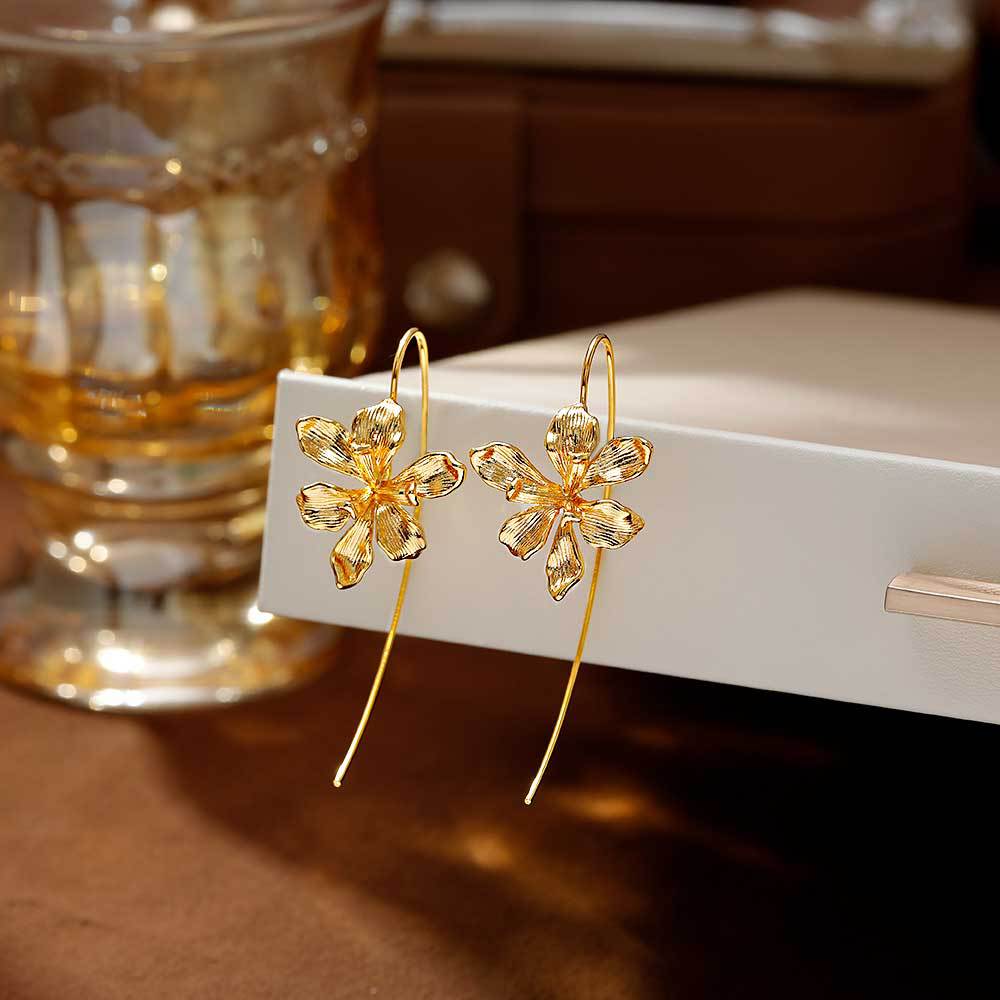 Hyacinth轻奢立体鸢尾花耳环女简约冷淡风精致优雅耳钩清冷高级感创意耳饰