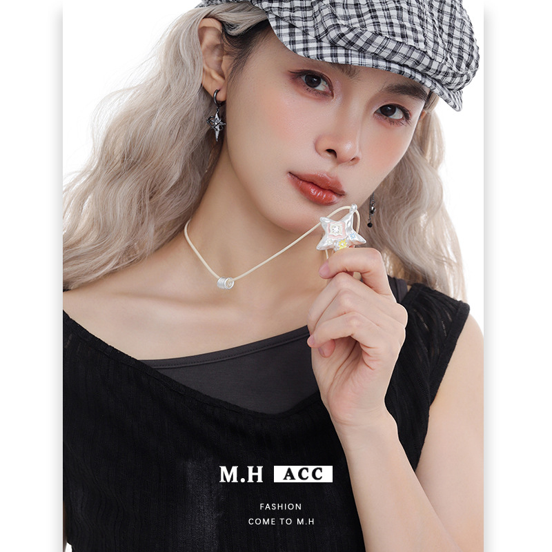原创设计甜酷风多巴胺五角星吊坠锁骨链女精致高级感简约项链配饰 details Picture
