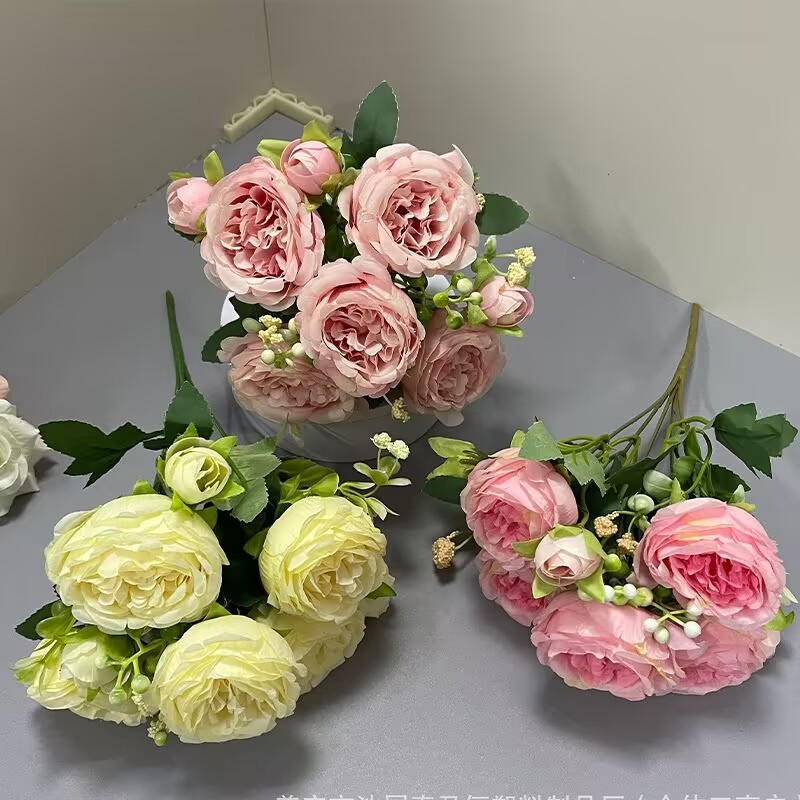 仿真花DIY发饰配件/仿真花/5朵塑膠花/假花/假花批发产品图