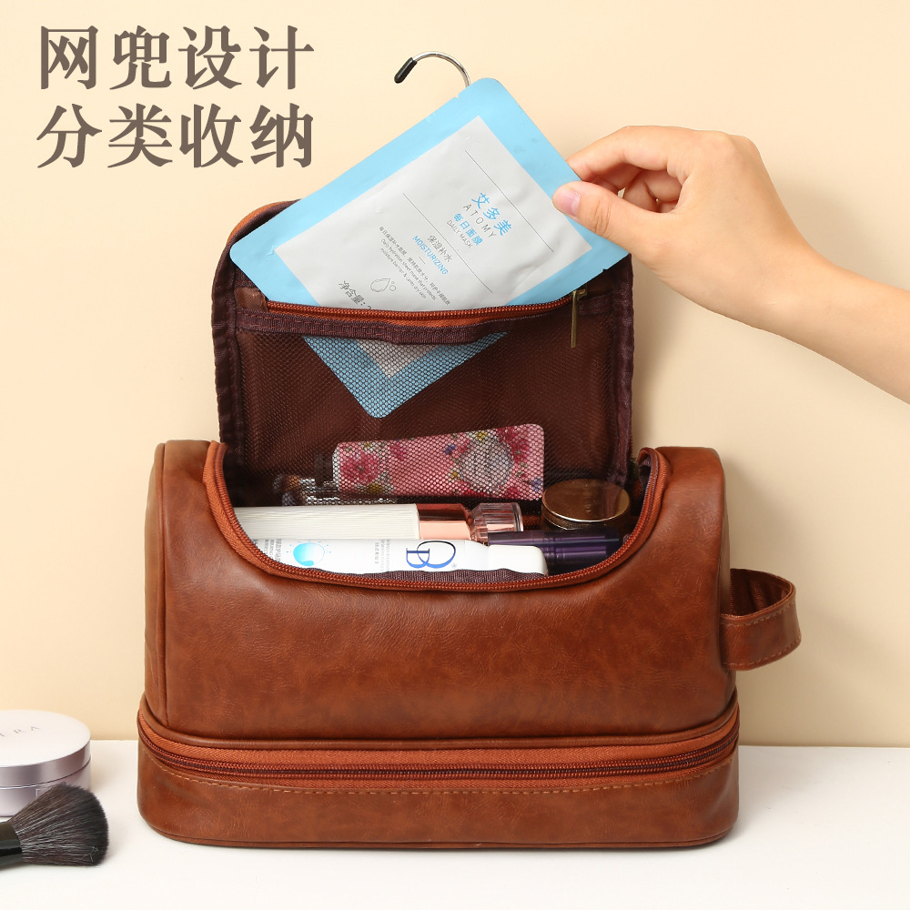 Amazon Travel Portable double-layer high-end men's toiletry bag with a sense of luxury, waterproof and large capacity makeup storage bag Application Scenario