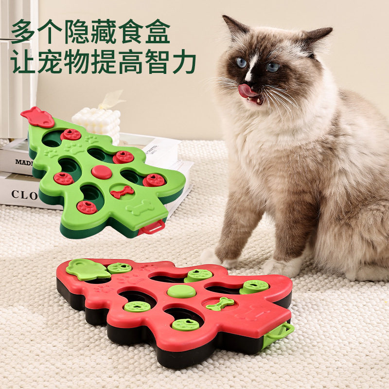 Rongka Pet Cross-border Pet anti-slip and leak-proof Toy Dog Puzzle Christmas Tree Sound Slow Food Bowl Roller Hidden Food Fun Bowl Toy Item Picture