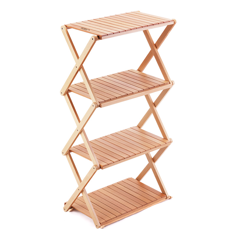 Outdoor storage rack, camping portable solid wood multi-layer storage, shoe rack, hotel and outing outdoor creative tableware storage rack Item Picture