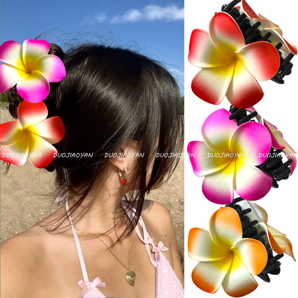 New 9cm faux frellia hair clip with a seaside vacation style and a high-end side clip featuring Bohemian hairstyles details Picture